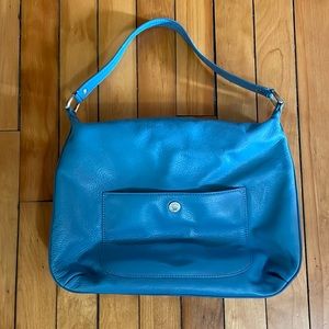 Talbots 100% leather hobo bag very good condition neutral blue color